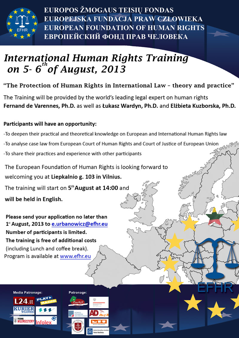 Nemokami tarptautinių žmogaus teisių mokymai