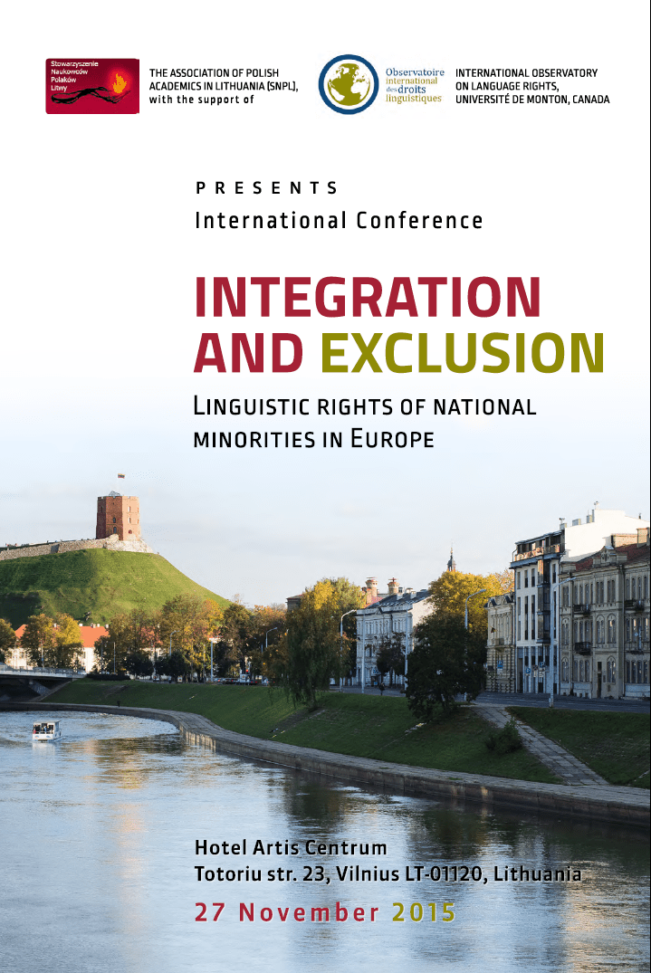 EFHR kviečia į konferenciją „Integracija ir atskirtis: Europos tautinių mažumų lingvistinės teisės”